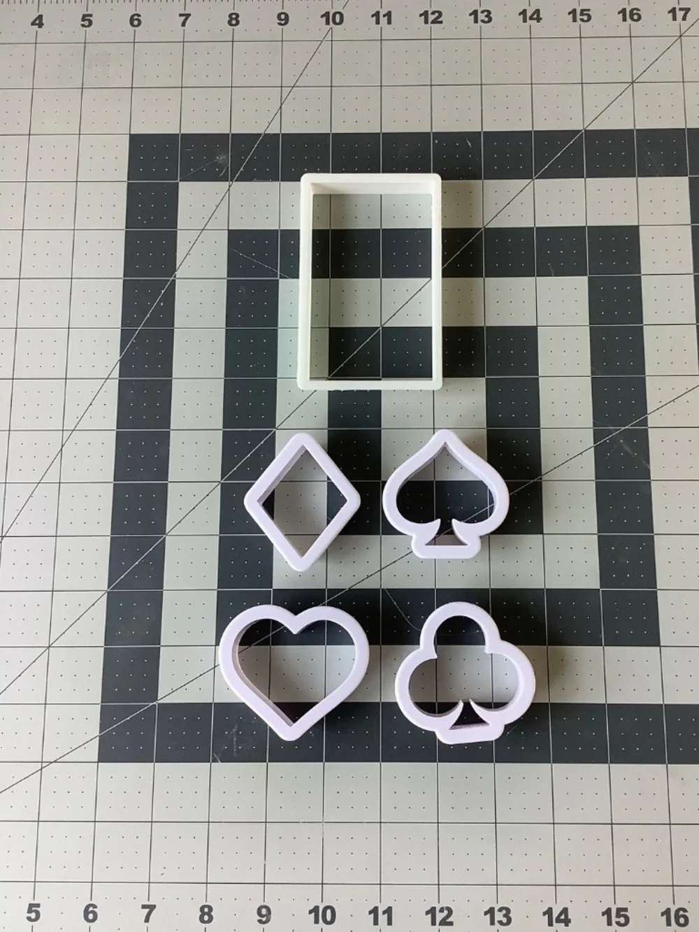 Poker Playing Card Cookie Cutter Set – Rectangle, Heart, Diamond, Club & Spade